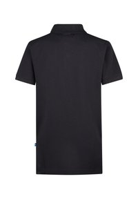 Svart kortärmad polotröja med ribbat krage, klassisk passform och en nederdelsetikett med logotypdetalj för extra distinktion.