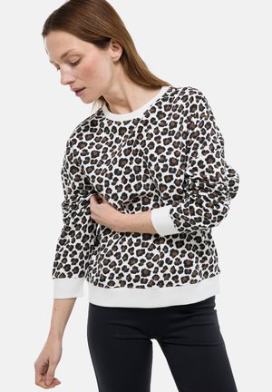 COL ROND EN IMPRIMÉ LÉOPARD - Sweatshirt - ecru