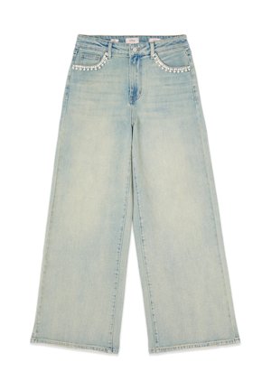 Oltre, JEANS PALAZZO CON APPLICAZIONI - Pernera ancha - azzurro