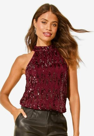 Lipsy SEQUIN HALTER  REGULAR FIT - Blůza - red