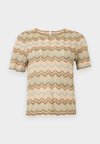 ONLASTER GLITTER O NECK TEE - T-shirt imprimé - foxtrot/jadeite/humus/gold-coloured