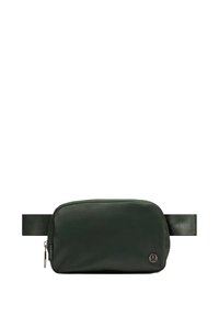 Sötétzöld tasak sima anyagból, cipzárral záródik, és szövetpánttal rendelkezik. Kis logó az oldalon. Téglalap alakú.