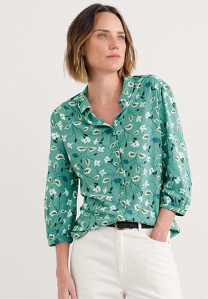 Button-down blouse - green - chalk flower sage leaf