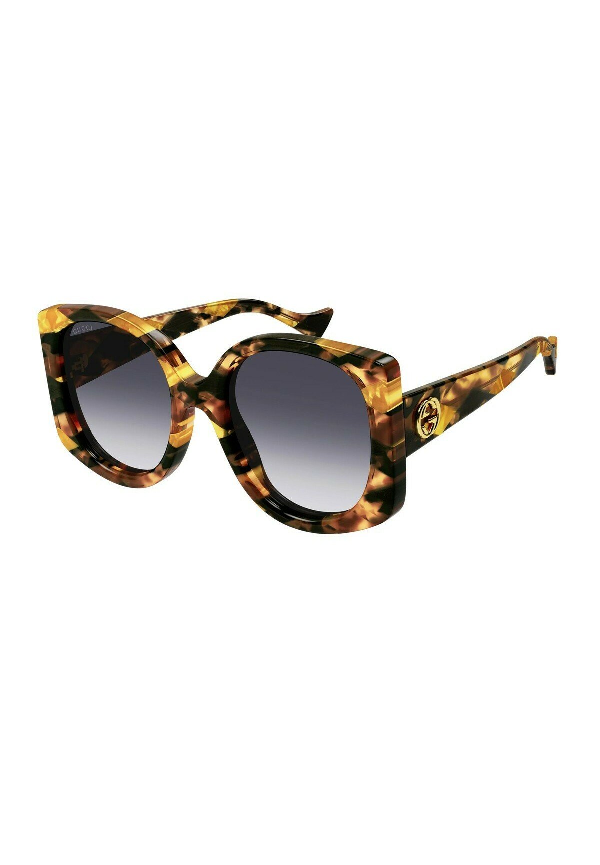Gucci Oversized Square Sunglasses in Tortoiseshell and Dark Gradient Lenses Gucci GG0047S Gold, Tortoise, Glitter Prescription  main image 4