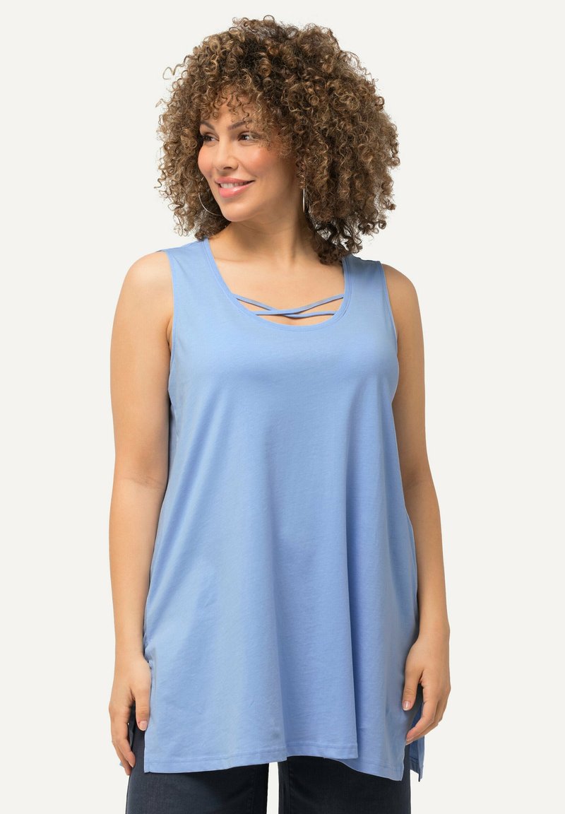 Ulla Popken LONG ZIERBÄNDER RUNDHALS ÄRMELLOS - Top - light blue
