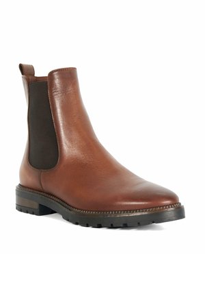 Bottes Chelsea en cuir brun, dotées de panneaux latéraux élastiques, d'un bout arrondi, d'une semelle en caoutchouc texturée et d'un discret détail de couture.