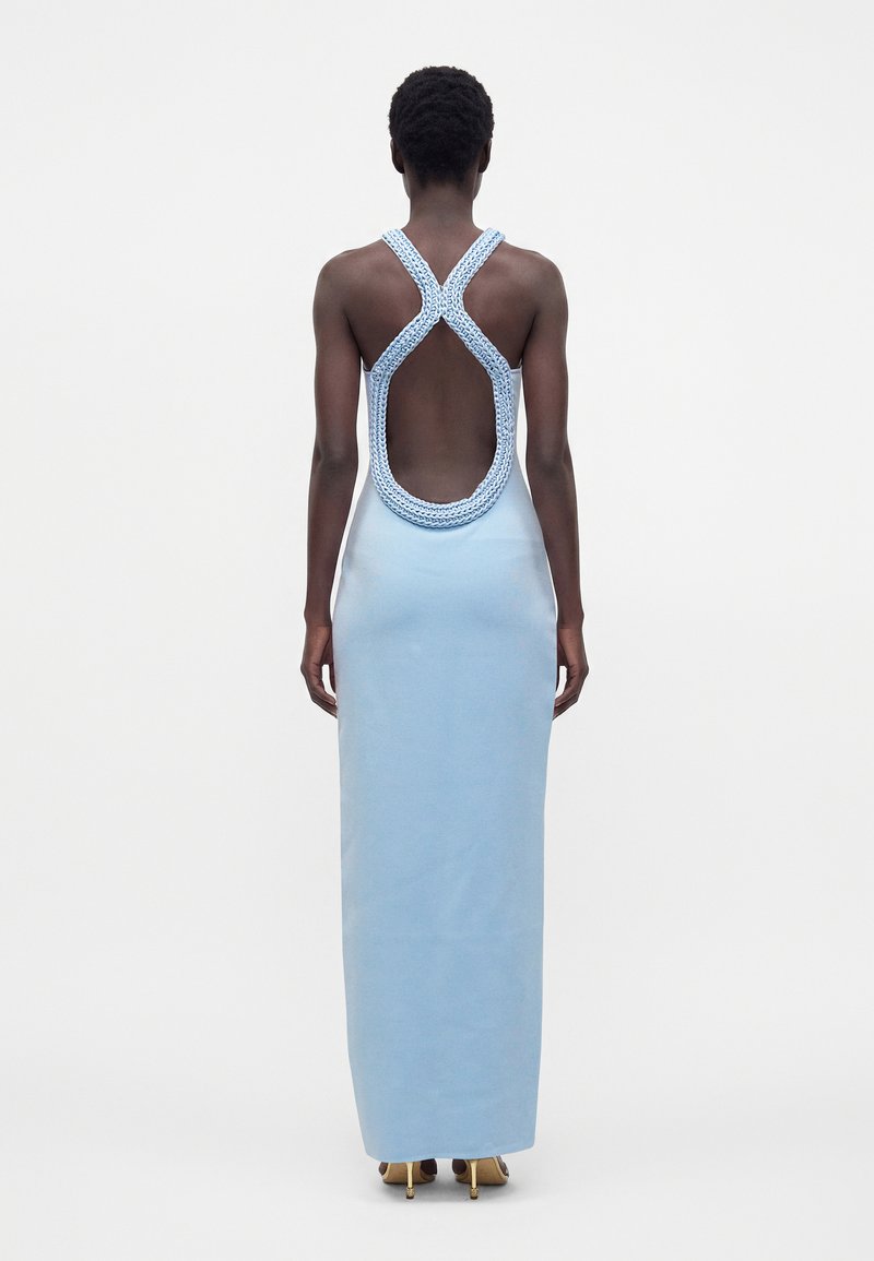 cult gaia light blue dress NYMERIA GOWN
