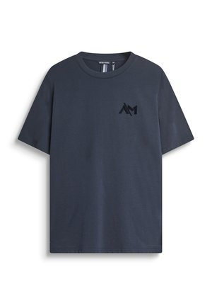 Maritieme katoenen t-shirt met korte mouwen, ronde hals en logo op de voorkant in een iets donkere tint. Gladde textuur, casual pasvorm.