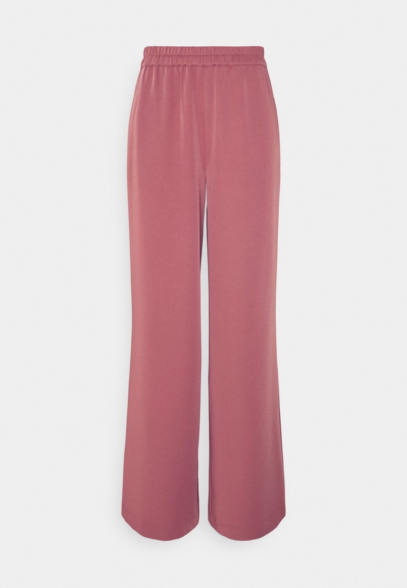Pantalon large rose avec une taille élastique, une texture douce et une coupe décontractée. Ne comporte ni poches ni détails visibles de quincaillerie.