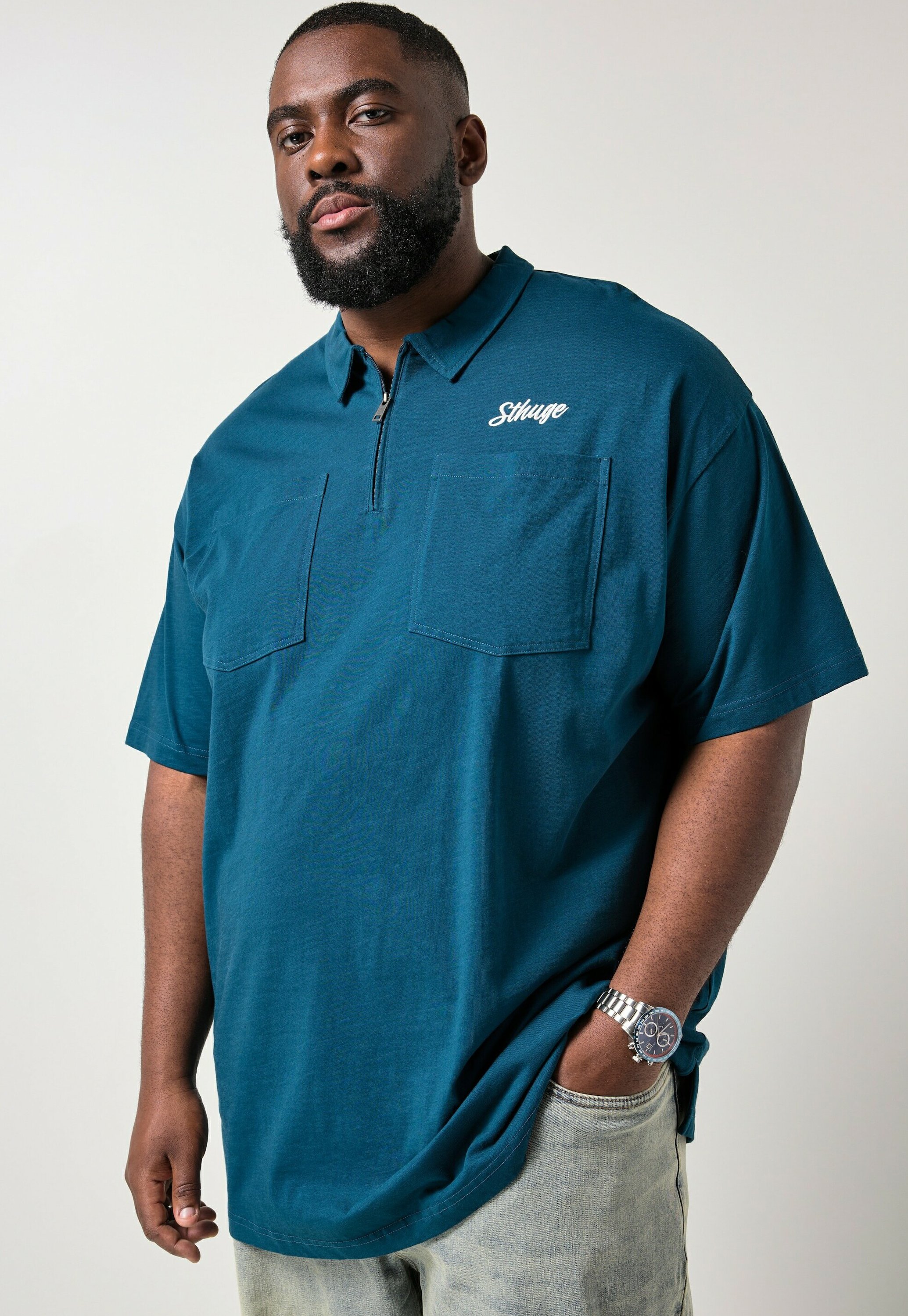 STHUGE STHUGE POLO SHIRT, SHORT SLEEVE, ZIP, UP TO 8 XL - Polo