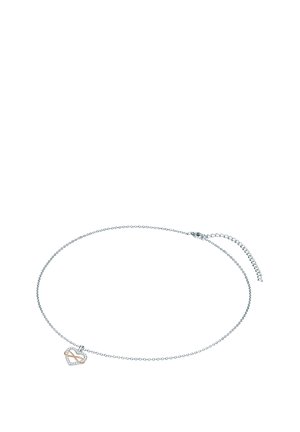 Sølv kædearmbånd med et rosaguld og diamanter accentueret uendelig hjerte charm, med en delikat kæde og justerbar lås.