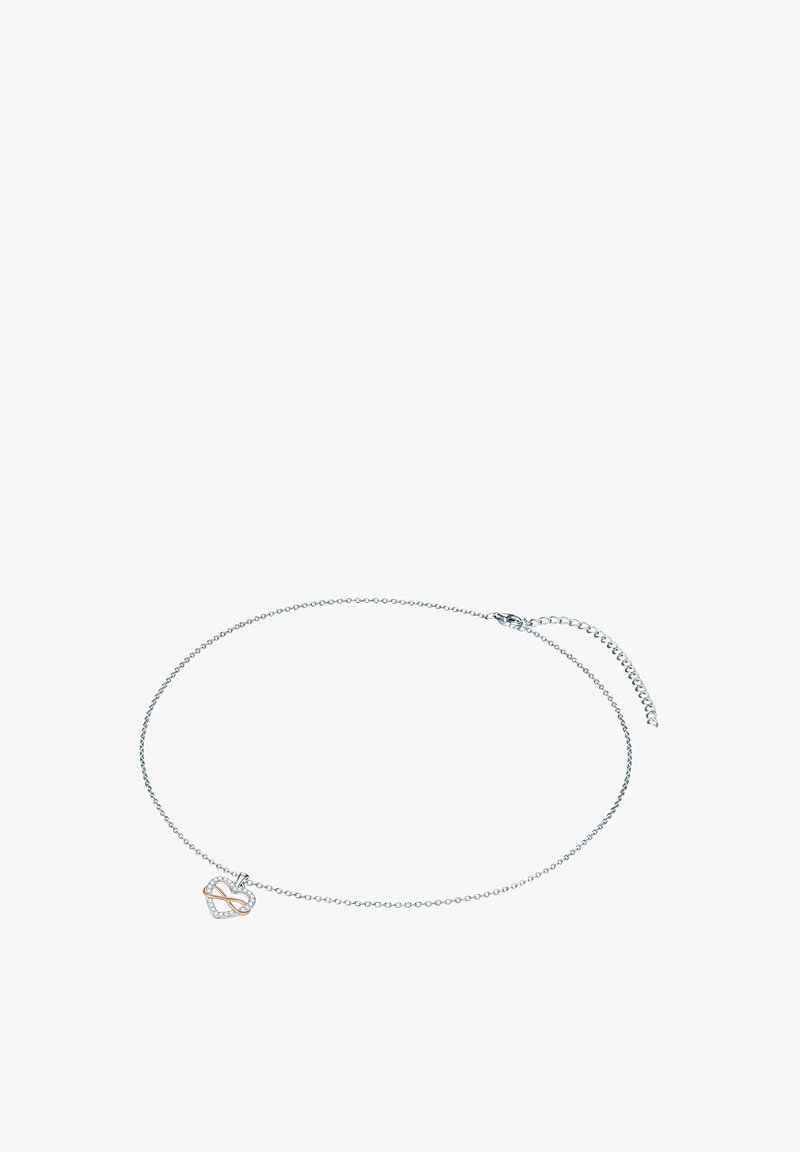 Sølv kædearmbånd med et rosaguld og diamanter accentueret uendelig hjerte charm, med en delikat kæde og justerbar lås.