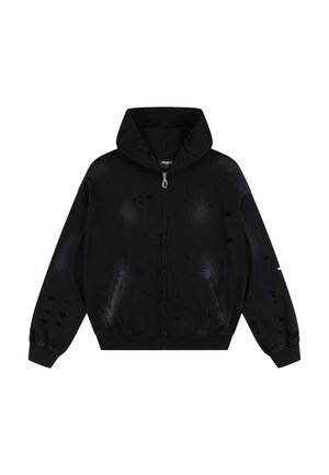FAVELA, DISTRESSED FRONTZIP - Sweatjakke - black sun dried