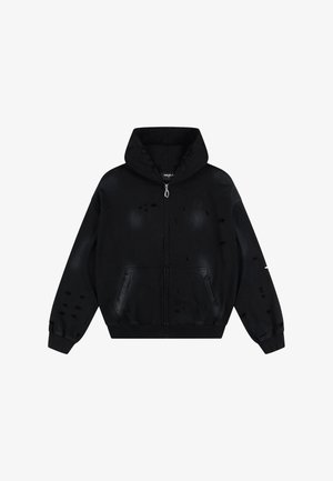 FAVELA, DISTRESSED FRONTZIP - Sweatjakke - black sun dried