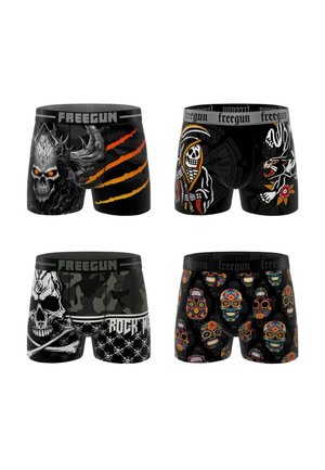 4 PACK PRINTED - Boxers - noir gris orange blanc