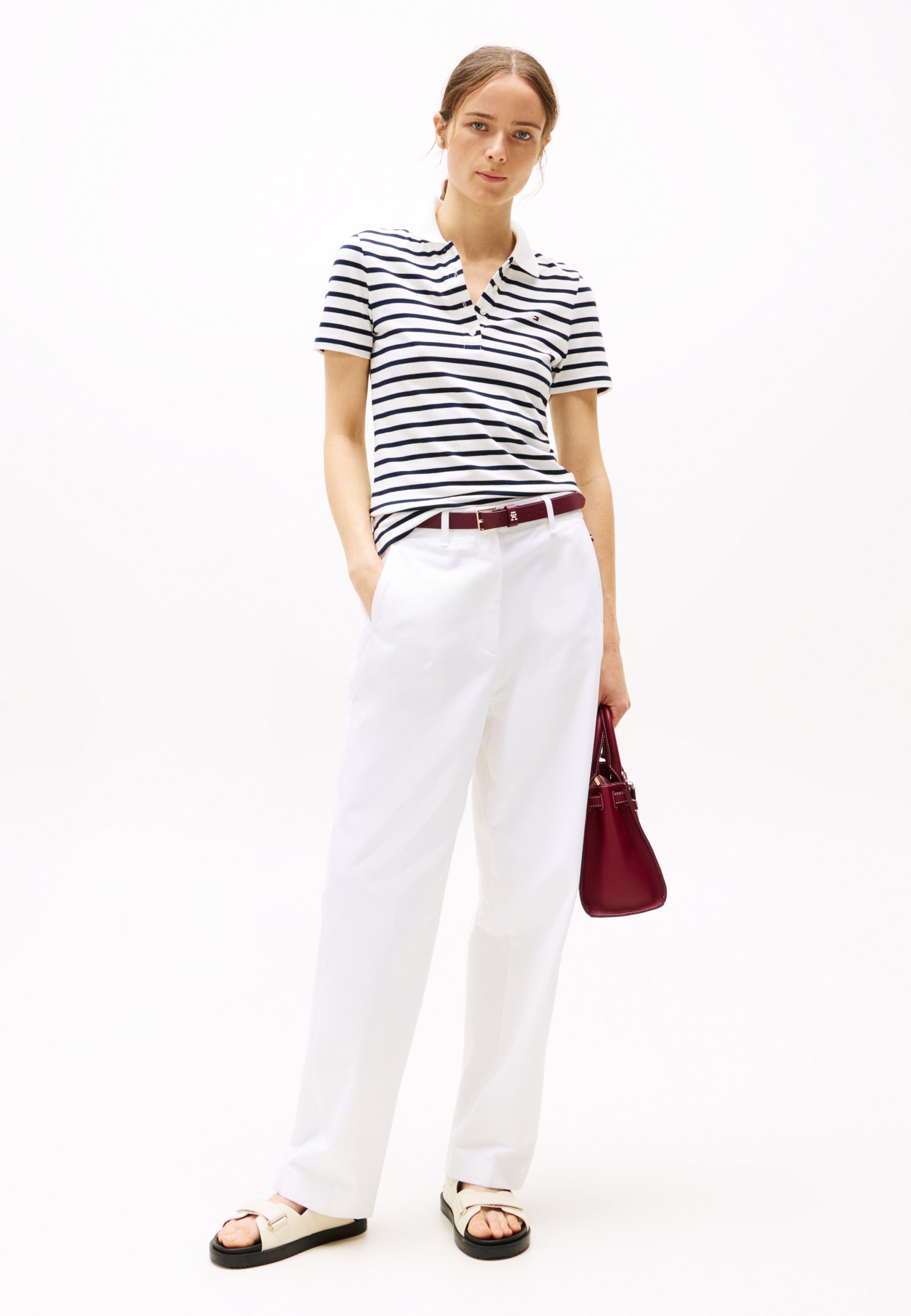売れ筋商品|||トミー ヒルフィガー Tシャツ レディース トップス Polo shirt - breton ecru/dark night navy トミー ヒルフィガー レディース Tシャツ トップス Polo shirt