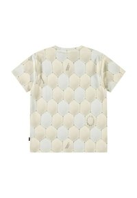 Lyhythihainen paita vaaleanbeigeissä ja vaaleanharmaissa sävyissä, jossa on kuusikulmainen kuvio. Ominaisuuksiin kuuluvat hillitty brändäys ja rento istuvuus. Valmistettu puuvillasekoitteesta.