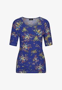 Unselected, royal blue/yellow/coral patterned