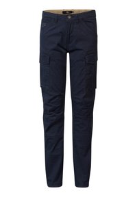 Námořnické cargo kalhoty slim fit, s několika kapsami, rovný střih a hladká tkanina z bavlněné směsi.