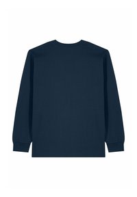 T-shirt à manches longues en coton bleu marine. Comprend un col rond et des poignets élastiqués. Design uni, sans motifs ni logos visibles.