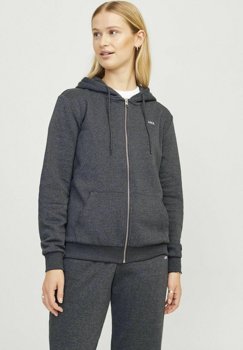 JJXX JXABBIE EVERY HOOD NOOS - Felpa con zip - dark grey melange