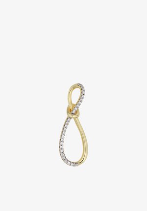 Goldanhänger in Form einer Unendlichkeitsschleife, verziert mit einer Reihe kleiner weißer Diamanten an einer Seite.