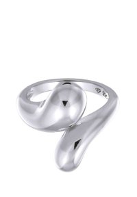 Silverring med en flytande, skulptural design med släta, polerade ytor och två framträdande rundade accenter. Stämplad med "925" för sterling silver.