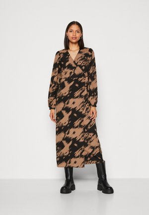 VILA VIJULIETTA MIDI WRAP DRESS - Φόρεμα ημέρας - black/beige