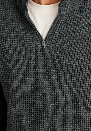 CABLE ZIP NECK - Strickpullover - charcoal grey