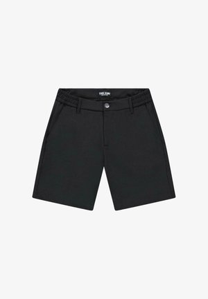 Zwarte casual shorts met elastische tailleband, knoop aan de voorkant, ritssluiting, lussen voor een riem en zijzakken, gelabeld met "Cars Jeans".