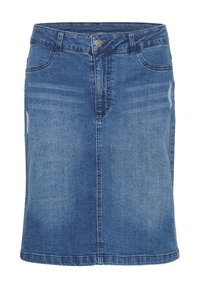 Bleistiftrock - washed destroyed blue denim