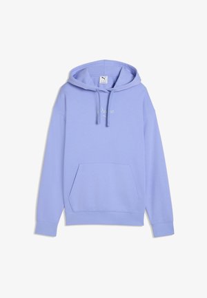 Sweat à capuche violet clair avec poche avant, capuche à cordon de serrage et logo Puma discret blanc sur la poitrine.