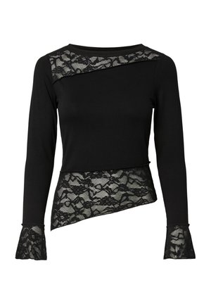 Pieces, PCAUGUSTA LS LACE DETAIL TOP JRS - T-shirt à manches longues - black