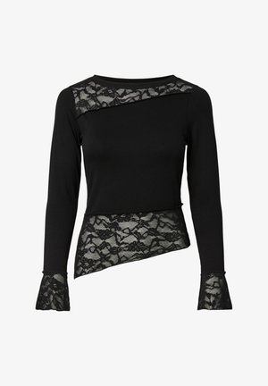 Pieces, PCAUGUSTA LS LACE DETAIL TOP JRS - Μπλούζα με μακριά μανίκια - black