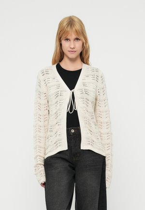 VIWAVE V NECK TIE CARDIGAN - Kardigán - birch