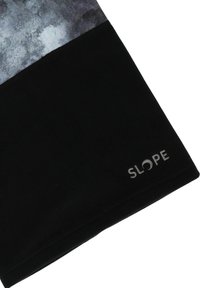 Gaiter en polaire noire avec une section supérieure texturée en gris. Présente le logo "SLOPE" en gris clair sur le bord inférieur. Design sans coutures.