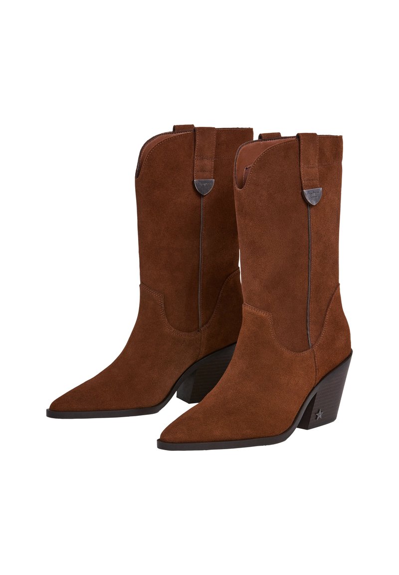 Tacco Spesso 5 Cm Stivali Cowboy Donna Mezzo Polpaccio - Stivali Western Ricamati, Punta Appuntita E Tacco Spesso Scarpe Texane - Foto 6