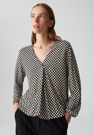 OPUS REGULAR FIT 3/4 SLEEVE PRINT - T-shirt à manches longues - black