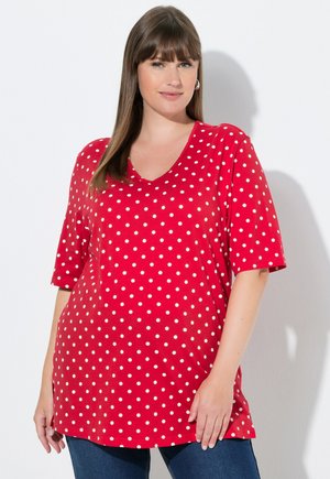 POLKA DOT V-NECK TEE - T-Shirt print - lychee