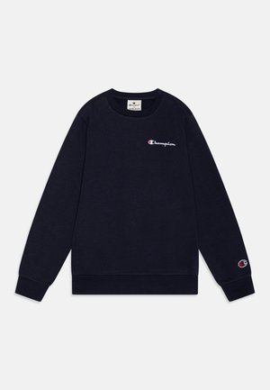 Marineblå sweatshirt lavet af bomuldsblanding med ribstrikkede manchetter og kant, rund hals og broderet "Champion"-logo på bryst og ærme.