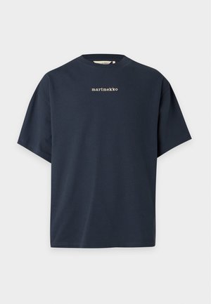 Marimekko, LIIKE LOGO PLACEMENT UNISEX - Обикновена тениска - dark navy/light yellow