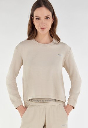 CROPPED COMFORT FIT IN LEGGERA - Felpa - beige