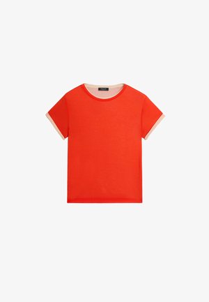 Massimo Dutti, DOUBLE-LAYER SHORT SLEEVE T-SHIRT - T-shirts basic - mottled orange