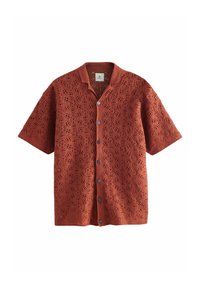 Next - RELAXED FIT RICH SHORT SLEEVE WITH CUBAN COLLAR - Shirt - rust red Thumbnail Image 1