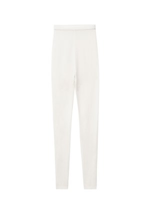 Witte leggings van gestructureerde stof, met een gladde tailleband en een aansluitend ontwerp, met een gelijkmatig patroon over het hele oppervlak.