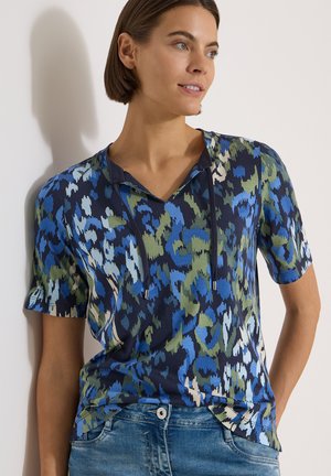Cecil, T-SHIRT MIT SPLIT NECK UND PRINT - Print T-shirt - urban dark blue