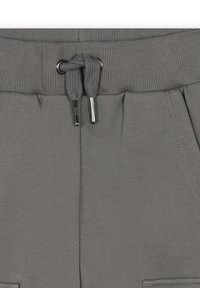 Grijze sweatpants met een geribbelde tailleband, een trekkoord met metalen aglets en zijzakken met een zachte textuur.