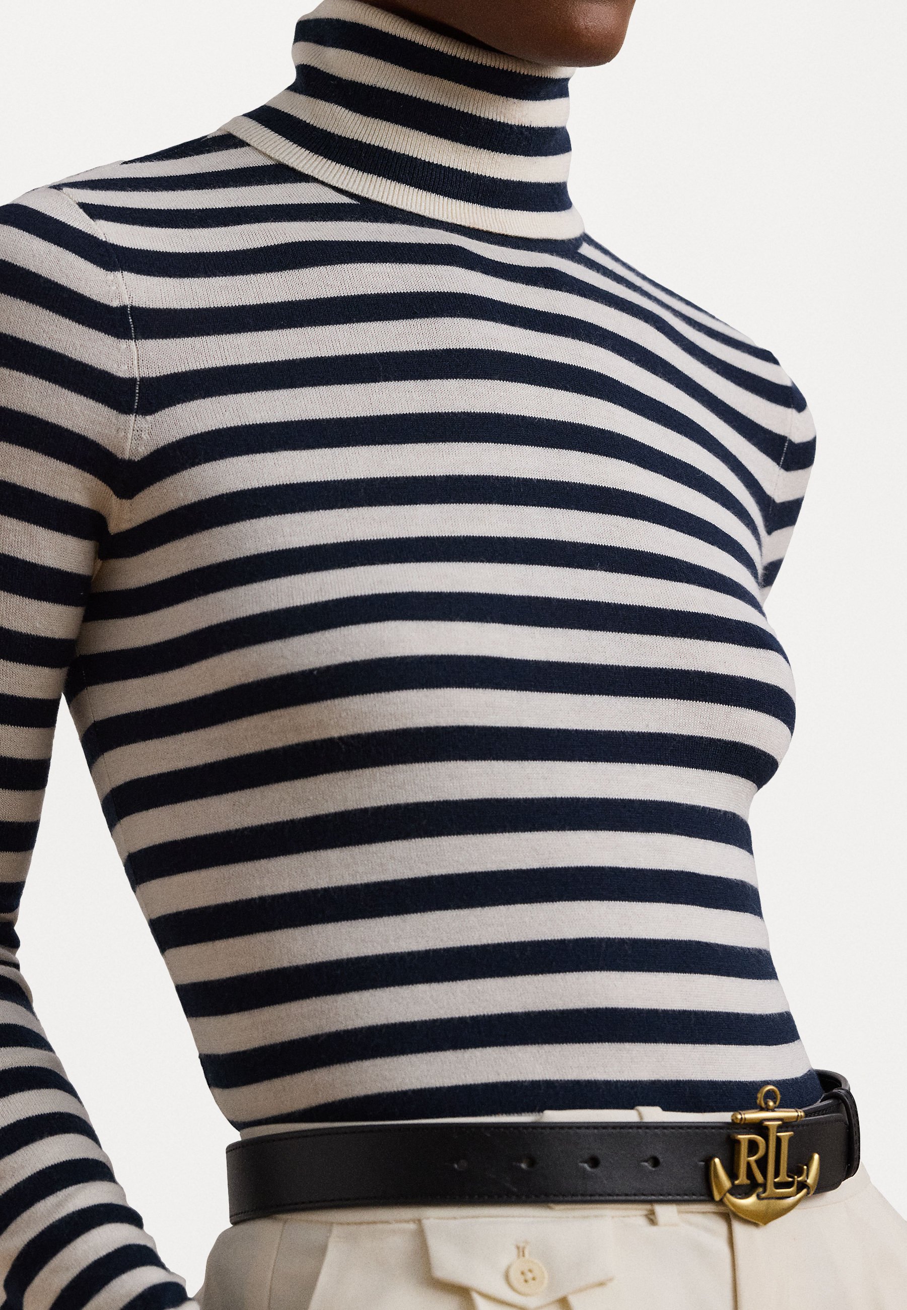 Lauren Ralph Lauren STRIPED SILK BLEND TURTLENECK SWEATER - Jumper