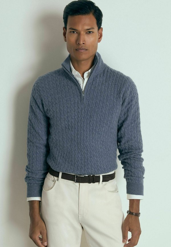 REGULAR FIT RICHMOND ATELIER CABLED ZIP NECK  - Strickpullover