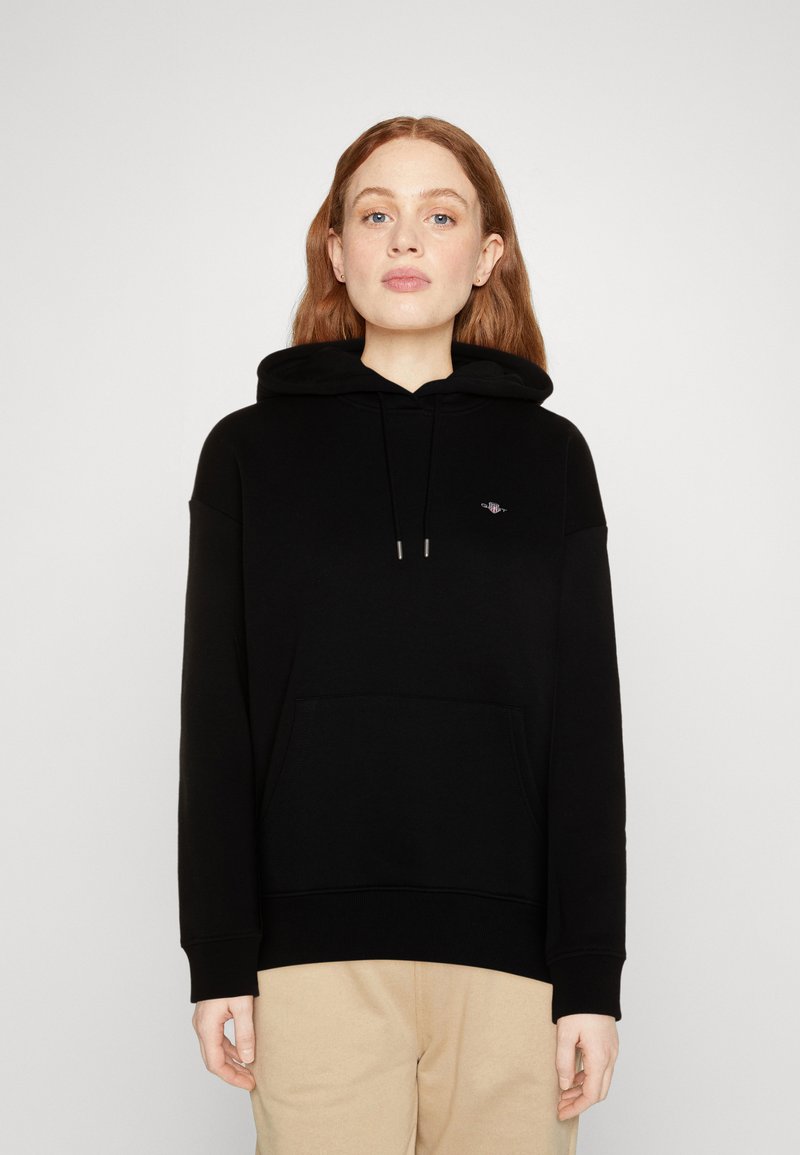 Gant Women Black Graphic Hooded Sweatshirt